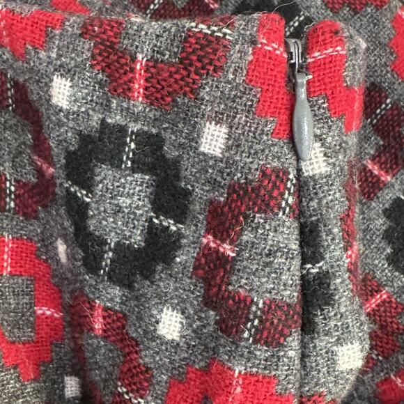 Talbots Skirt Womens 8 Gray Red Wool Blend A-Line Lined Side Zip Geometric Tweed - Picture 4 of 9